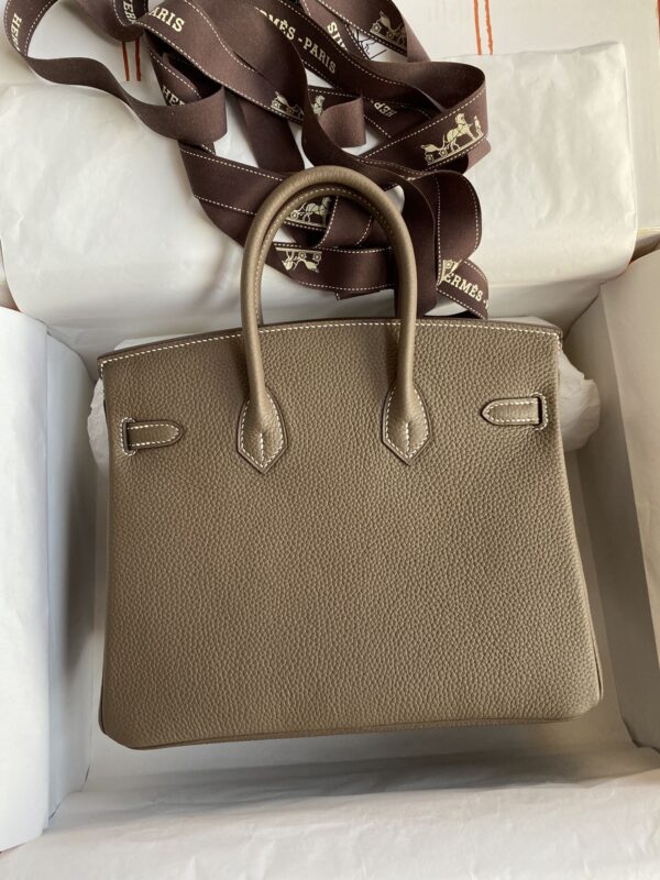 Hermes Birkin Hand-Stitched Handbag - Elephant Gray (Golden Buckle) - Image 5