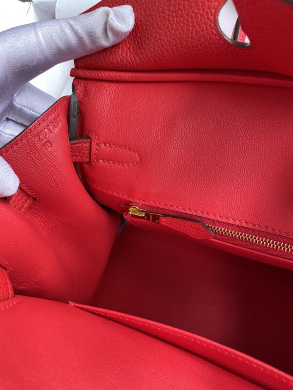 Hermes Birkin Hand-Stitched Handbag - Red - Image 5