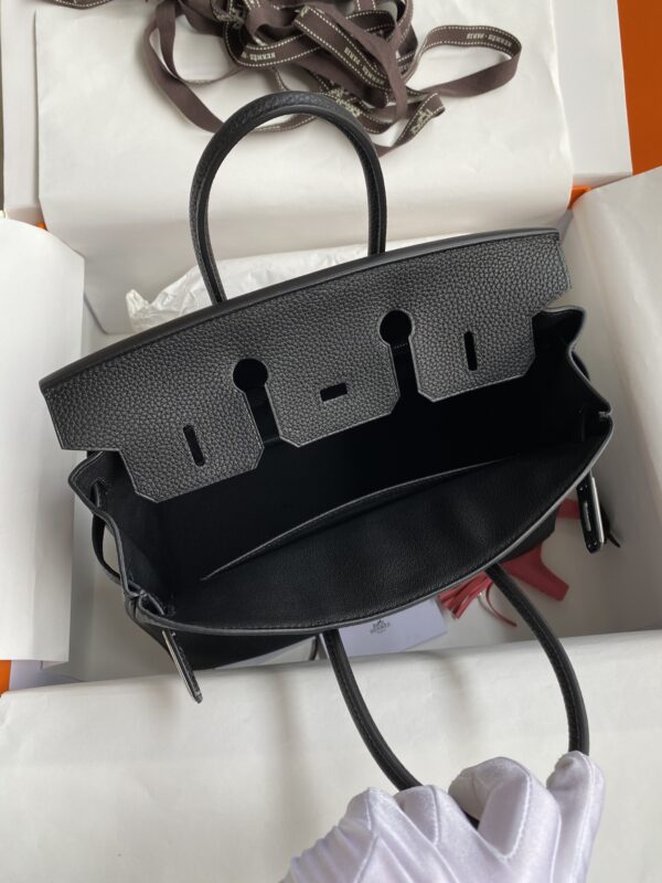 Hermes Birkin Hand-Stitched Handbag - Black (Silver Buckle) - Image 3