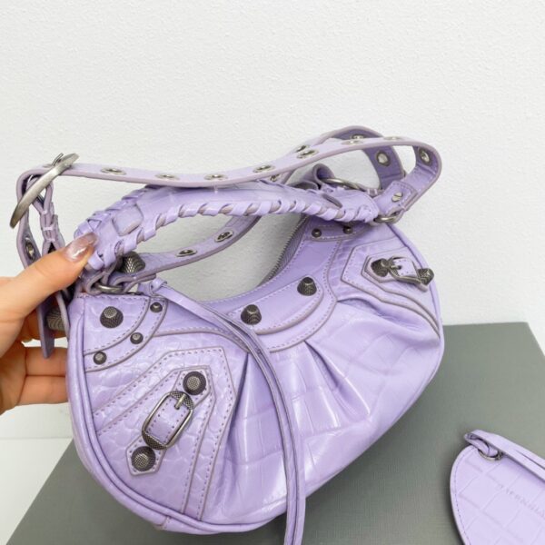 Balenciaga Le Cagole Half-Moon Small Armpit Dumpling Bag - Purple - Image 4