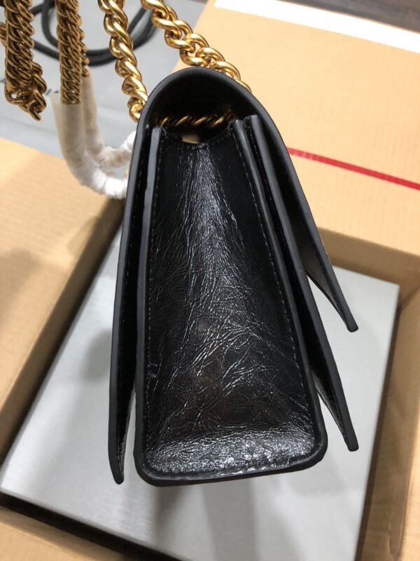 Balenciaga Crush Hourglass Small Chain Bag - Black/Gold - Image 4