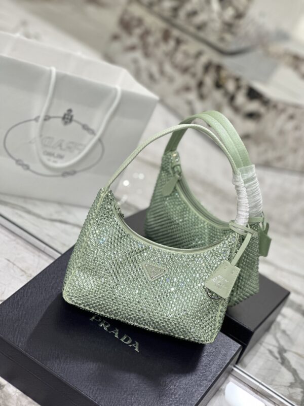 Prada Hobo Diamond Armpit Bag - Green - Image 4