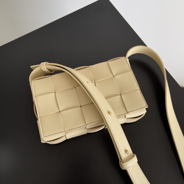 Bottega Veneta Sheepskin Grid Cassette Mini Handbag - Cream - Image 4