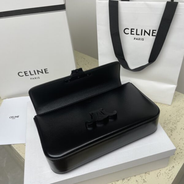 Celine Chain Underarm Triomphe Canvas Bag - Black - Image 4