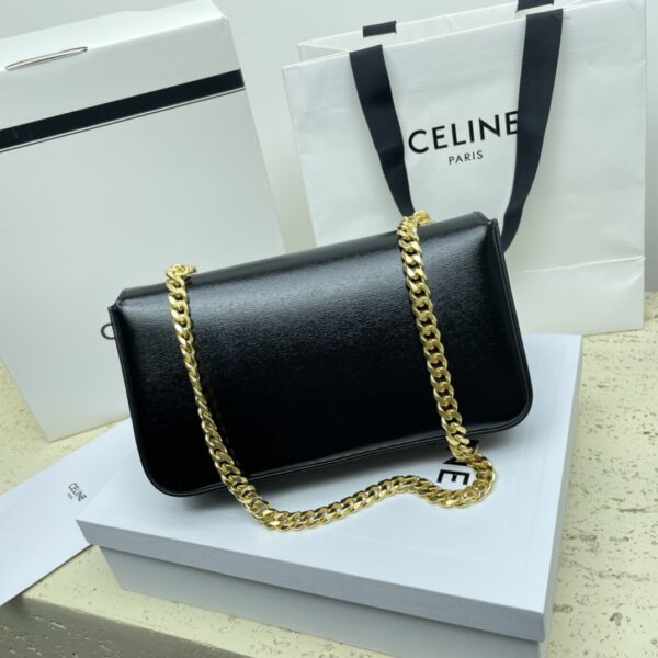 Celine Chain Underarm Triomphe Canvas Bag - Black - Image 5