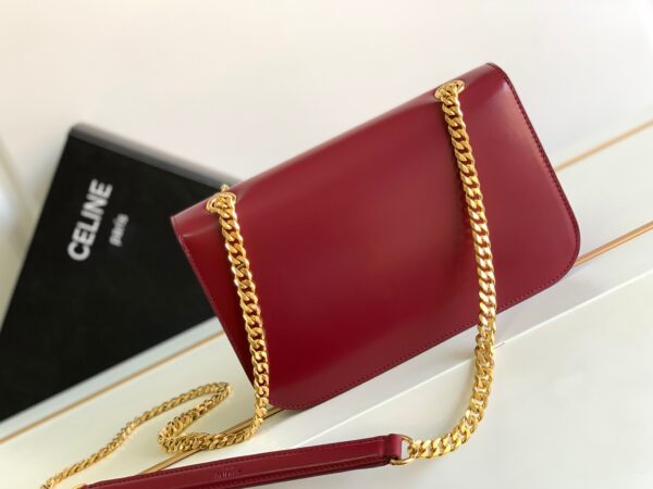 Celine Medium Triomphe Frame Shoulder Bag - Red - Image 4