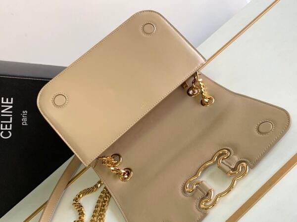 Celine Medium Triomphe Frame Shoulder Bag - Cream - Image 3