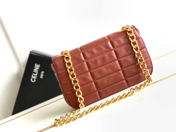 Celine Matelassé Monochrome Quilted Shoulder Bag - Brown - Image 4