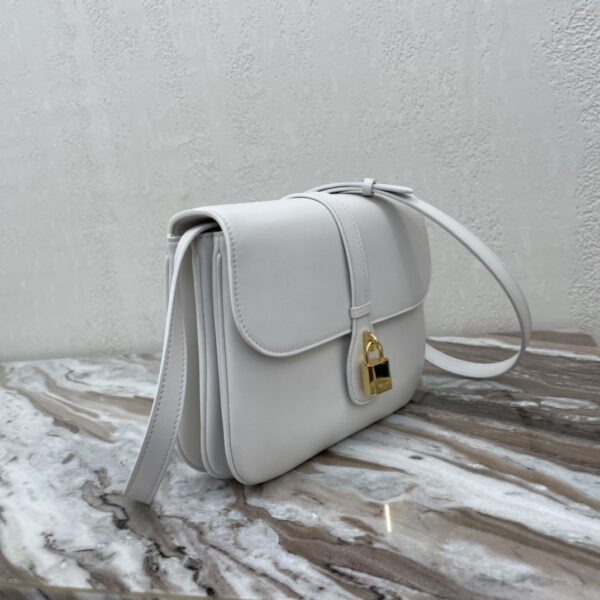 Celine Tabou Medium Smooth Cow Leather Handbag - White - Image 5