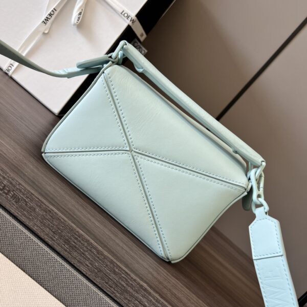 Celine Loewe Satin Cow Leather Puzzle Mini Handbag - Blue - Image 4