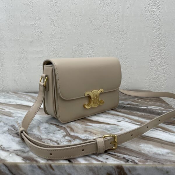 Celine Teen Triomphe Canvas And Calfskin Handbag - Elephant Gray - Image 4