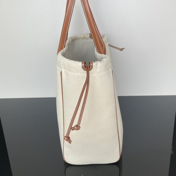 Celine Cabas Triomphe Tote Drawstring Bag - White - Image 4