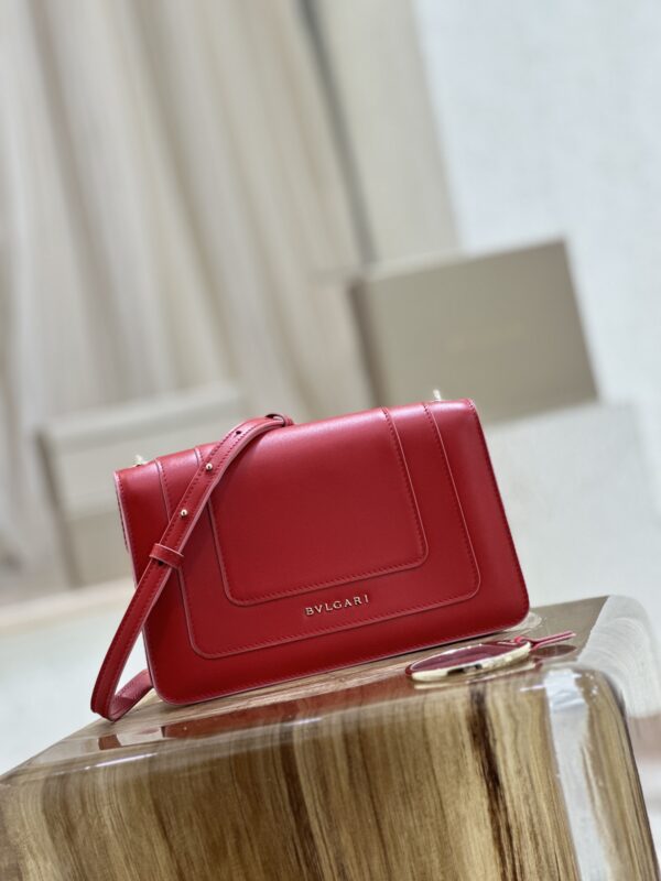 Bulgari Serpenti Forever Shoulder Bag - Bright Red With Burgundy - Image 5