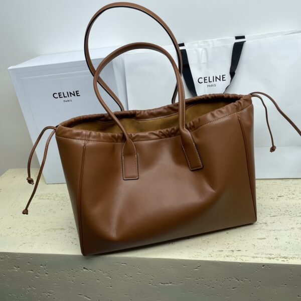 Celine Cabas Triomphe Tote Drawstring Bag - Brown - Image 3