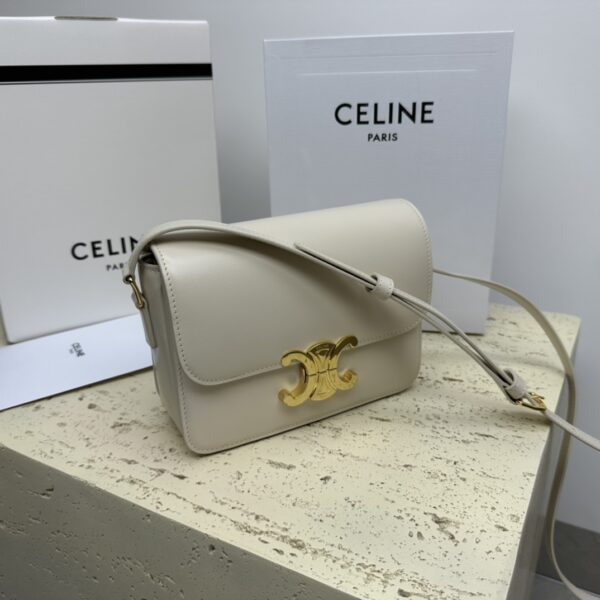 Celine Teen Triomphe Calfskin Handbag - Light Gray - Image 5