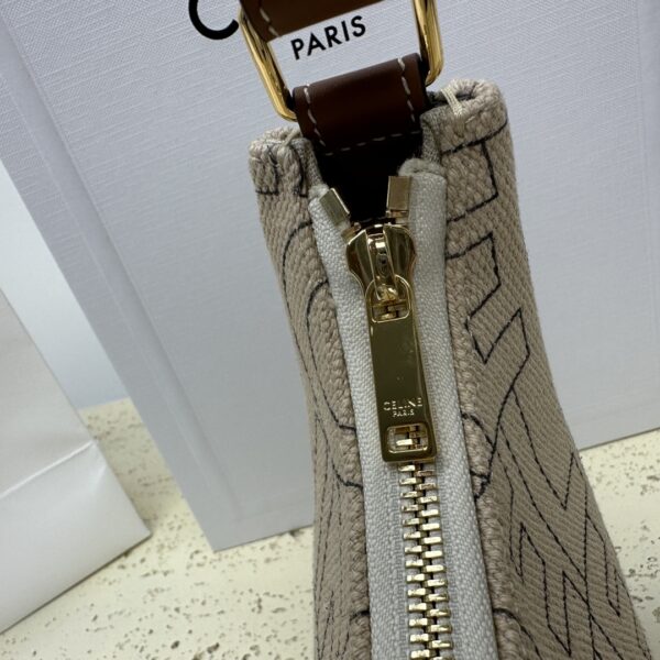 Celine Ava Letter Logo All-over Printed Fabric Strap Handbag - Cream - Image 3